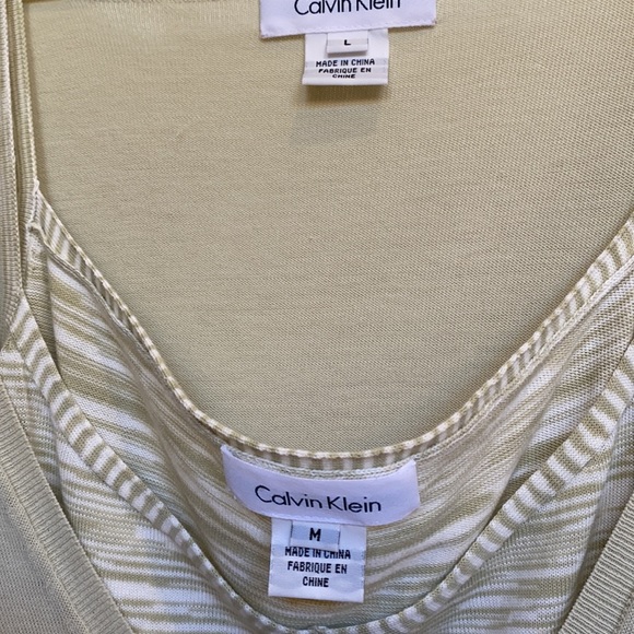 Calvin Klein 100% cotton 1 knit top-Large/w/1 stripe camisole-Medium - Picture 2 of 8